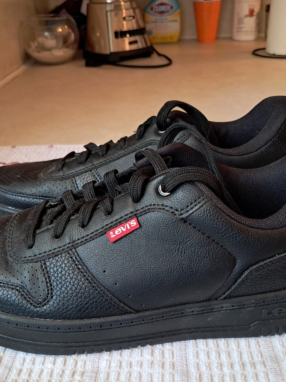 Levi's Men's Drive Lo Sneakers Size 9 Black Leather Casual Shoes 50013494 NWOB